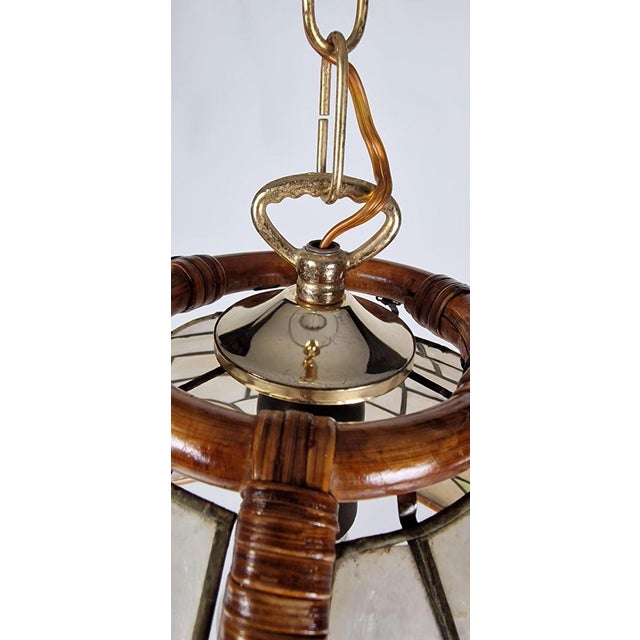 Italian Bamboo Pendant Lamp, 1970s For Sale - Image 10 of 12
