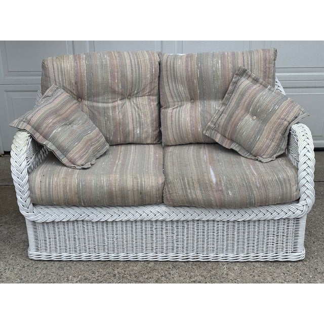 Vintage Henry Link Attributed Wicker Sofa and Loveseat For Sale In Philadelphia - Image 6 of 8