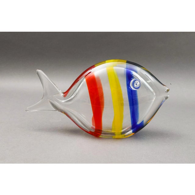 Mid 20th Century Artist Signed Colorful Fish Hand Blown Murano Style Art Glass Sculpture For Sale - Image 4 of 11