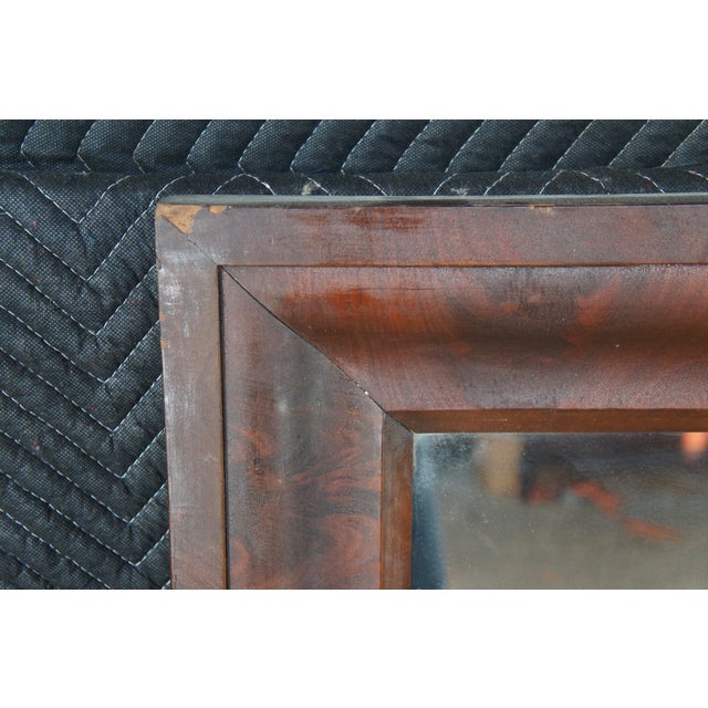 Antique American Empire Flame Mahogany Rectangular Wall Vanity Mirror 28" X 48" For Sale - Image 12 of 12