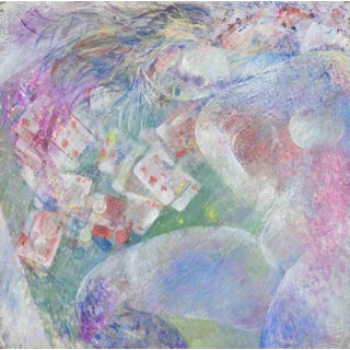 Sebastiano Sanguigni, Woman and Cards, Oil Painting, 2000s For Sale