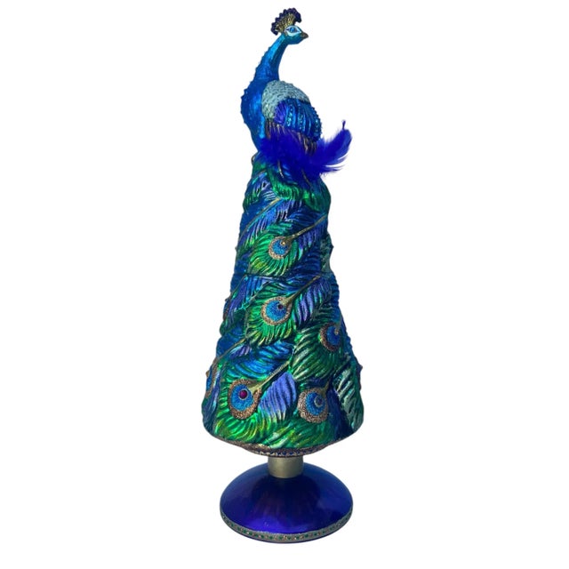 Art Nouveau Jay Strongwater Peacock Tree Topper in Original Box For Sale - Image 3 of 9