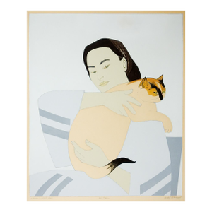 Late 20th Century Will Barnet Signed Serigraph Woman and Cat