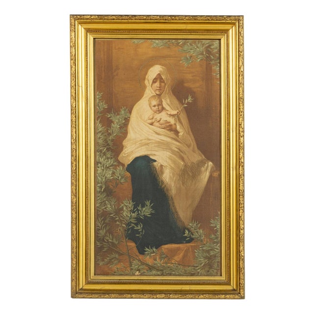 Nicolo Barabino, Our Lady of the Olive Trees with Jesus, 19th Century, Canvas Print For Sale