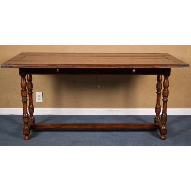 Farmhouse Attributed to Jonathan Charles Country Farmhouse Walnut Hunt Table For Sale - Image 3 of 12