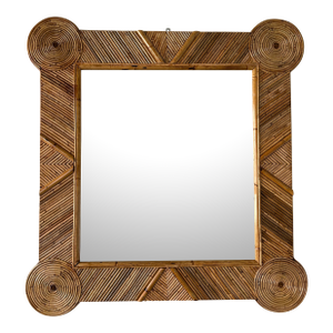 Bamboo and Rattan Mirror by Vivai Del Sud. Italy, 1970s