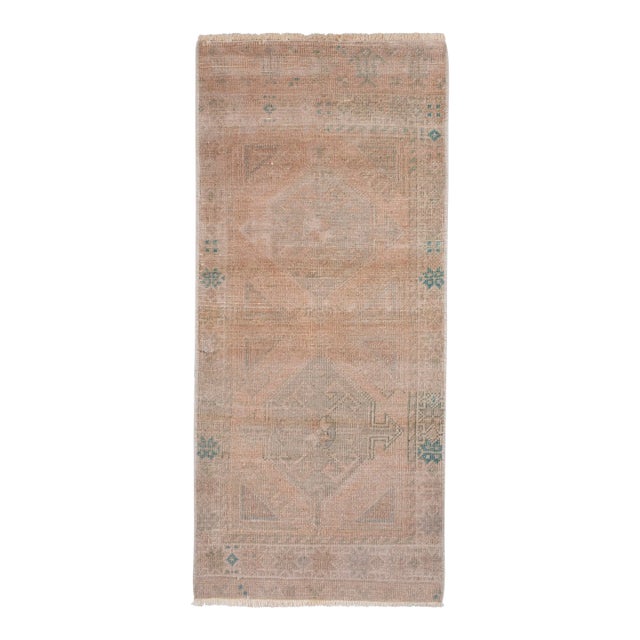 Pale Color Turkish Small Handmade Traditional Door Mat 1'10'' X 4' For Sale