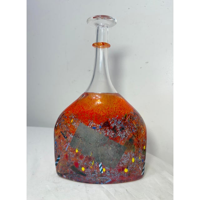 1980s Vintage Kosta Boda Satellite Signed Bertil Vallien Red Bottle Vase Sculpture For Sale - Image 5 of 14