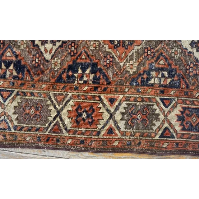Special Auburn Brown Ground Color With Multicolor Diamond Pattern Geometric Design Antique Central Asian Chodor Turkmen Rug For Sale - Image 10 of 13