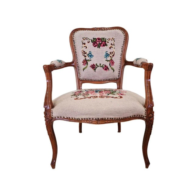 Wood Rococo Armchair with Tapestry For Sale - Image 7 of 7