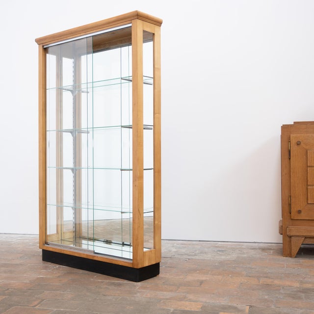 Display Cabinet in Light Walnut with Sliding Glass Doors, 1930 For Sale - Image 13 of 13