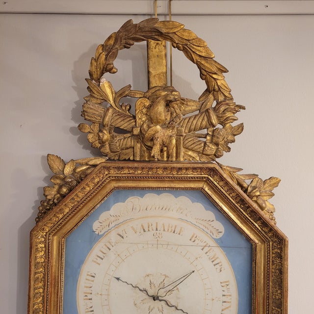 Louis XVI Torricelli Barometer in Carved and Gilded Wooden Frame, France, 18th Century For Sale - Image 4 of 18