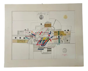 Saul Steinberg, Via Air Mail, Chromolithograph, 1970