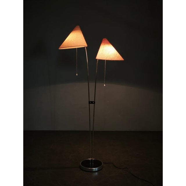 Vintage Japanese Floor Lamp with Twin Handmade Paper Shades, 1960s For Sale - Image 10 of 11