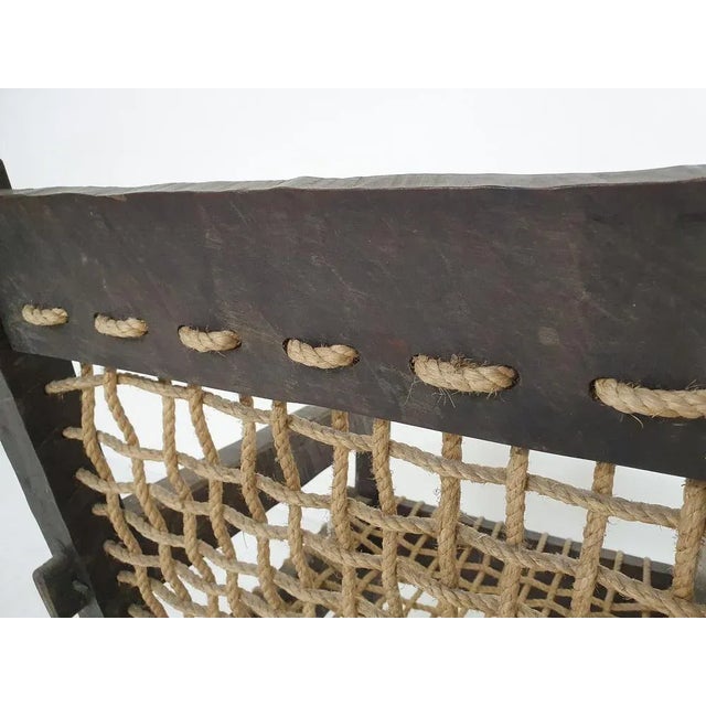 Brown Dutch Oak and Rope Lounge Chair, 1960s For Sale - Image 8 of 12