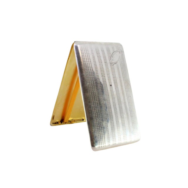 Metal Silver Cigarette Case with Engraved Bands For Sale - Image 7 of 7
