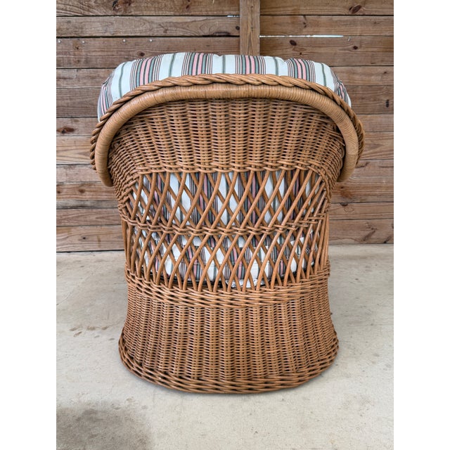 Contemporary Coastal Boho Rattan Braid Lounge Chair & Ottoman by Henry Link For Sale - Image 3 of 12