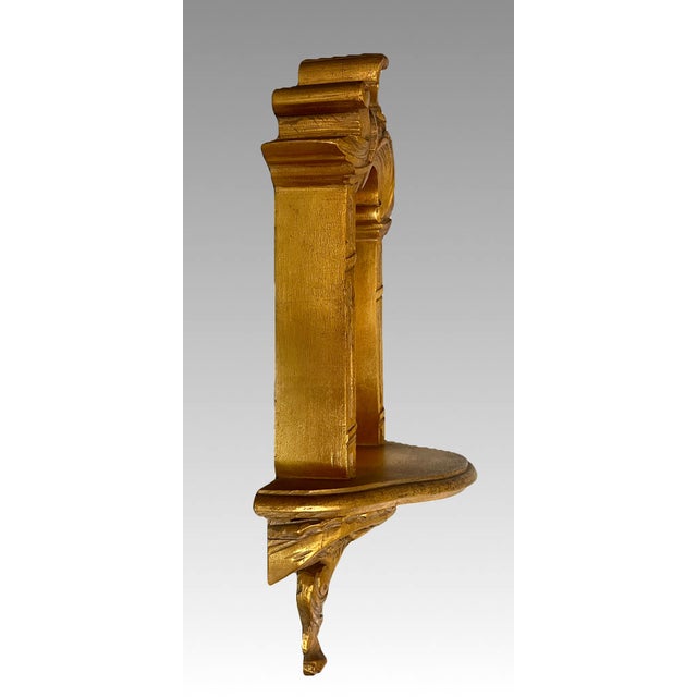 Italian Gilt Wall Shelf or Sconce With Integral Mirror (Baroque Hollywood Regency Style) For Sale - Image 4 of 9
