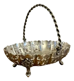 Antique Edwardian Silver Plated Cake Basket, 1900