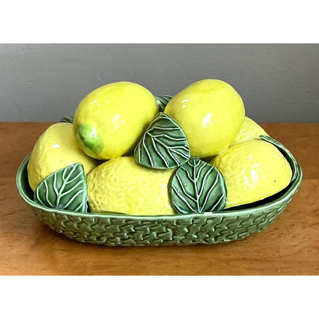 Ceramic Vintage Italian Yellow Lemon Ceramic Centerpiece For Sale - Image 7 of 12