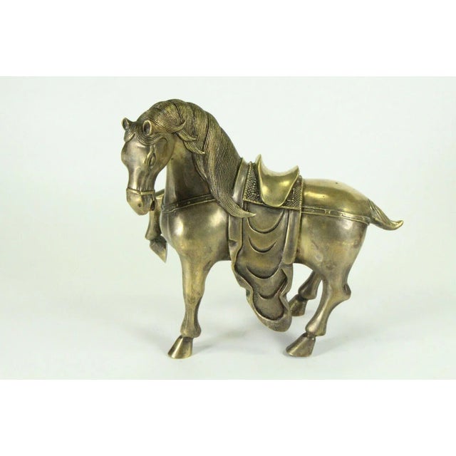 1800's Chinese Horse Figurine Cast Brass Archaic Style For Sale - Image 10 of 10