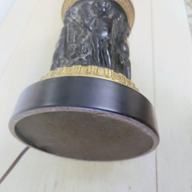A Pair of Stiffel Neoclassical Torchiere Lamps/ Brass and Ebony Carved Columns With Cherubs For Sale - Image 10 of 11