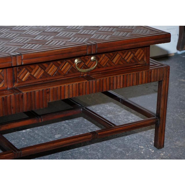 Faux Bamboo Pagoda Coffee Table with Drawers from Maitland & Clascoe, 1950s For Sale - Image 4 of 15