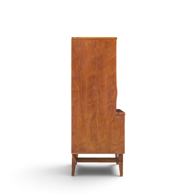 Broyhill Brasilia Broyhill Brasilia Mid Century Walnut and Brass Gentleman Chest Dresser For Sale - Image 4 of 9
