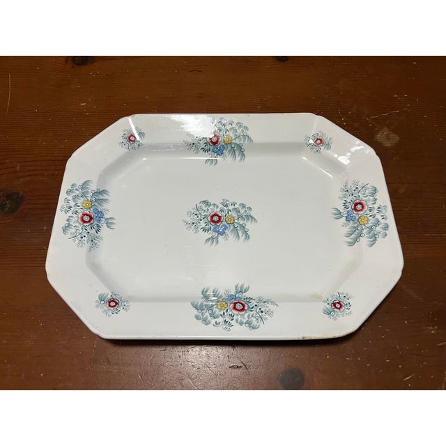 Mid 19th Century A Very Nice Antique Staffordshire Transferware "Feather" Ironstone Platter, 1850's For Sale - Image 5 of 12