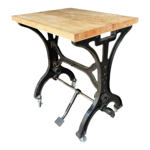 Early 20th Century Industrial Cast Iron Butcher Block Table