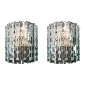 Mid 20th Century Beveled Sconces by Cristal Arte - a Pair