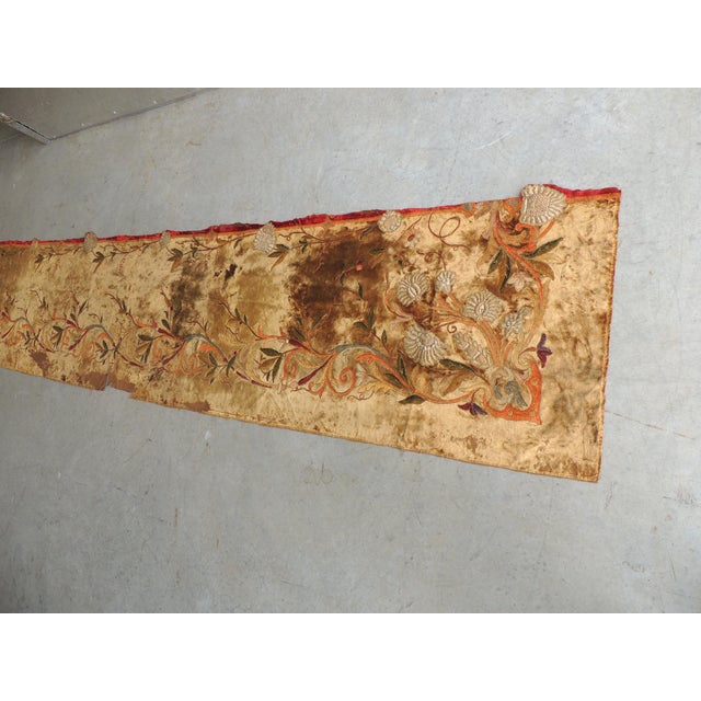 19th C. Arts and Crafts Style Embroidered Silk Velvet Portiere For Sale - Image 4 of 9