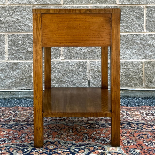 Vintage Dixie Campaigner Collection Campaign Pecan 1 Drawer Nightstand With Open Shelf For Sale - Image 10 of 14