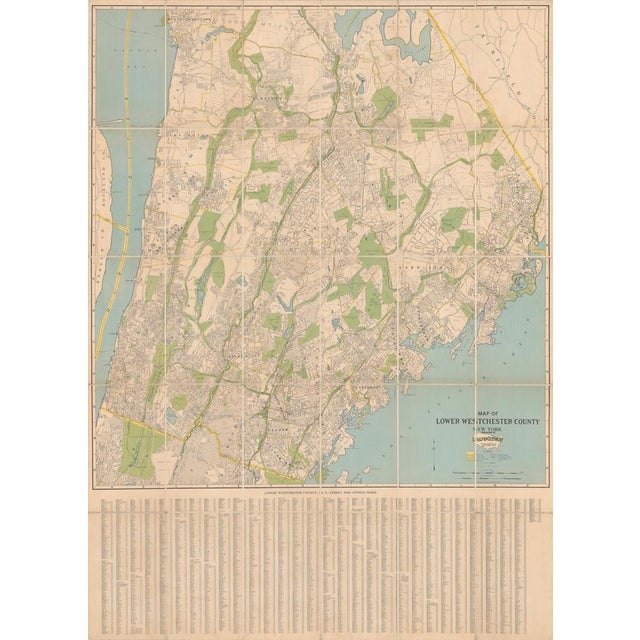 Large decorative map of westchester county ny 1931 – linen-backed wall map : this impressive large-format decorative map...
