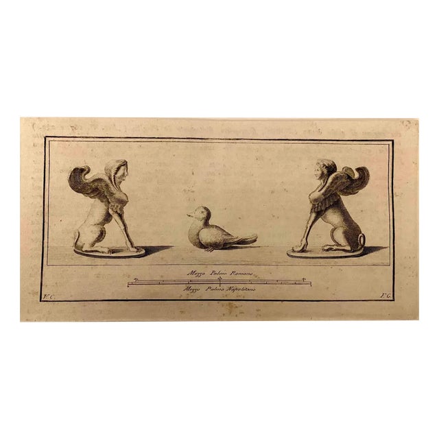 Sphinx, Ancient Roman Frescoes, Original Etching, 18th-Century For Sale