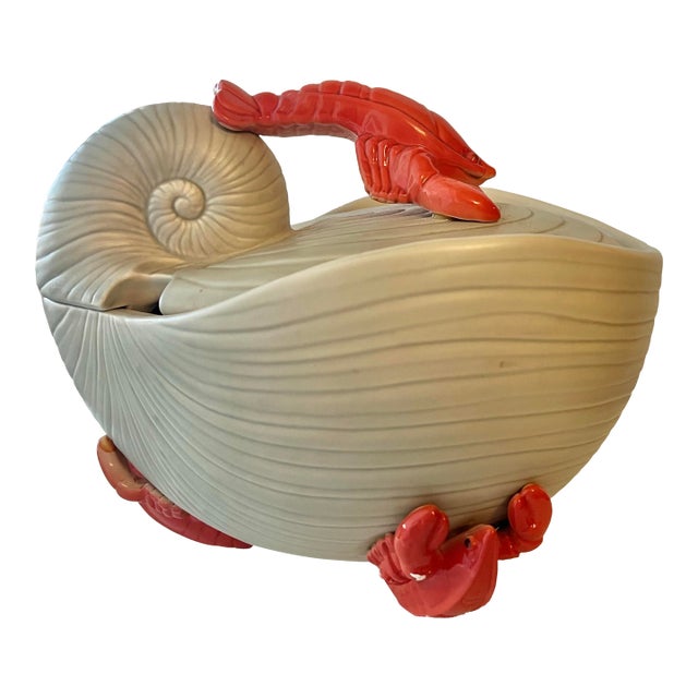 Vintage Ceramic Snail & Lobster Tureen For Sale