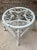 Hollywood Regency Vintage Rattan Fiddlehead White Wicker Peacock Fan Chair & Glass Top Table For Sale - Image 3 of 11