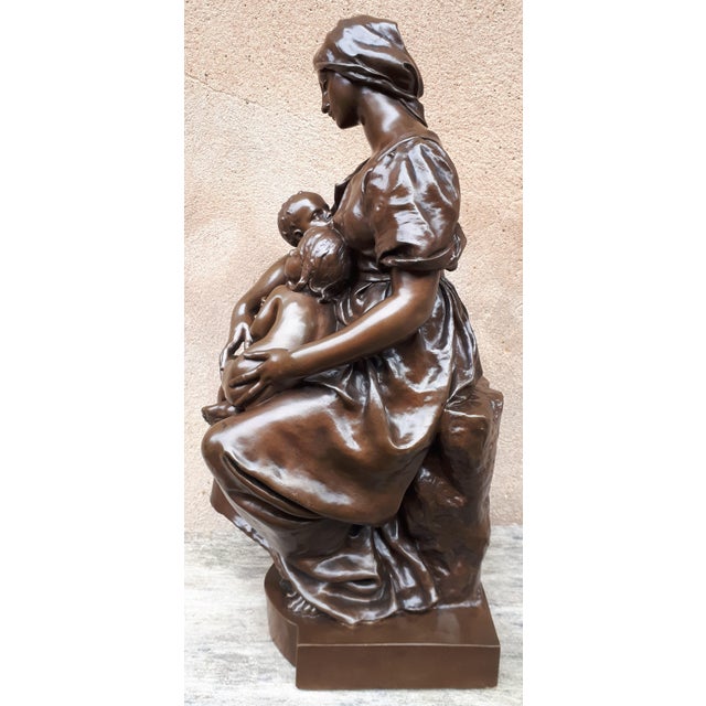Bronze Sculpture of a Breastfeeding Mother by Paul Dubois, 1800s For Sale - Image 9 of 18