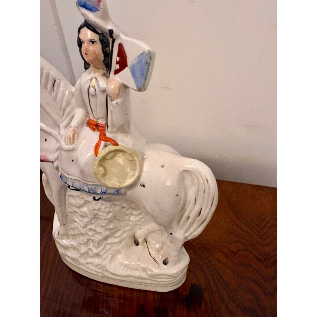 Antique Victorian Equestrian Figure of Joan of Arc, Staffordshire, 1880 For Sale - Image 3 of 10