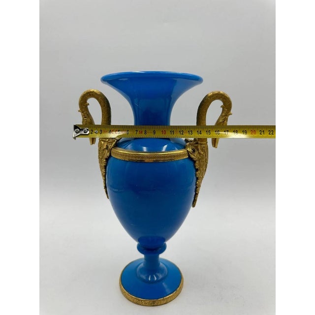 Charles X Two-Handled Vase in Opaline and Gilded Bronze For Sale - Image 6 of 13