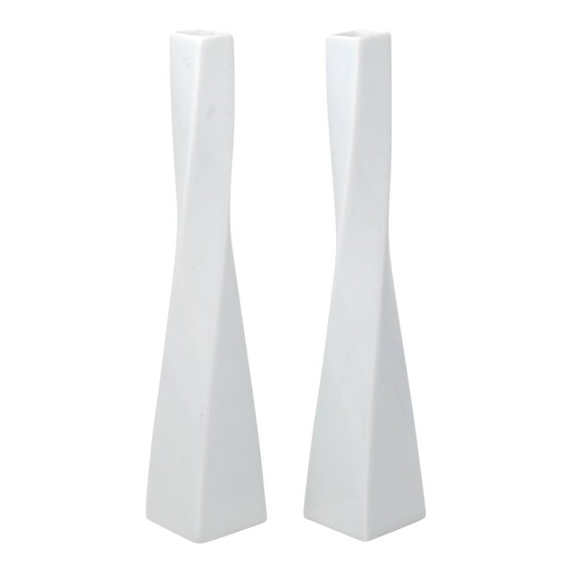 1950's Spiral Art Pottery Vases by Arthur Percy for Karlskrona - A Pair For Sale