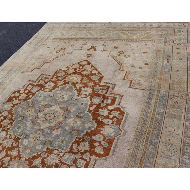 Vintage Turkish Oushak Rug in Brown, Pale Green, Taupe & Taupe Light Purple For Sale - Image 15 of 17