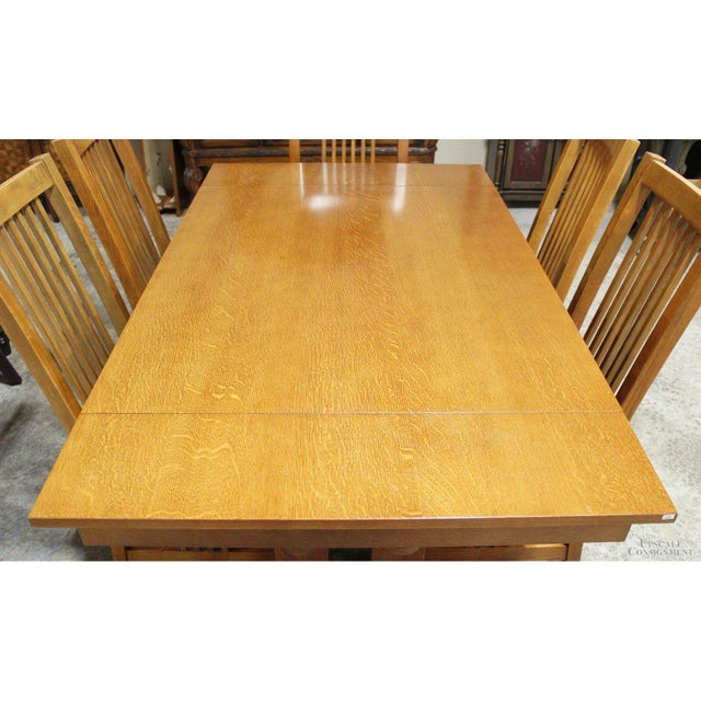 Mission Late 20th Century Bassett Mission Style Dining Table W/6 Chairs - Honey For Sale - Image 3 of 7