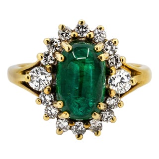 Late 20th Century 18k Emerald Ring, Size 5 For Sale