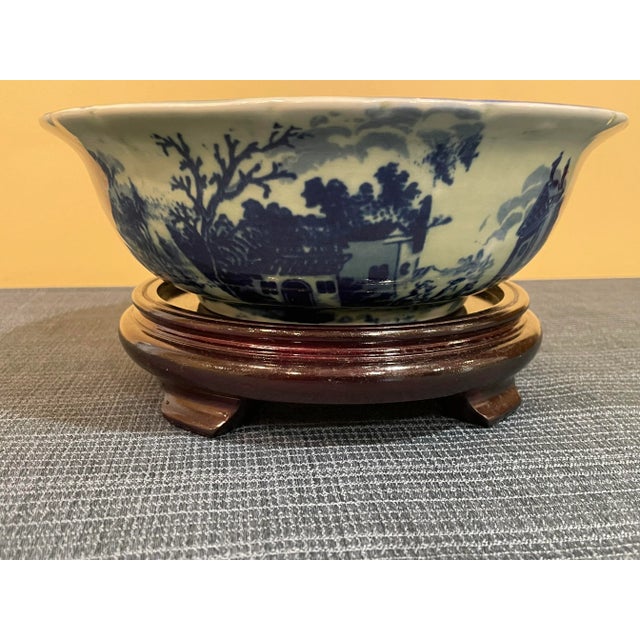 Vintage Victoria Ironstone Large Decorative Bowl With Celadon Glaze For Sale - Image 9 of 11