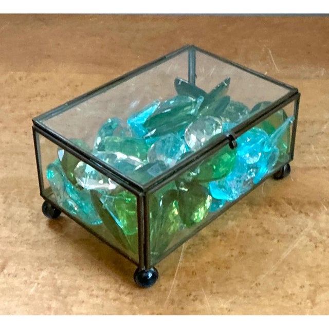 Metal Retro Glass Display Box With Crystal and Resin Prisms For Sale - Image 7 of 12
