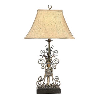 Vintage Maitland-Smith Neoclassical Brass Scrollwork Table Lamp For Sale