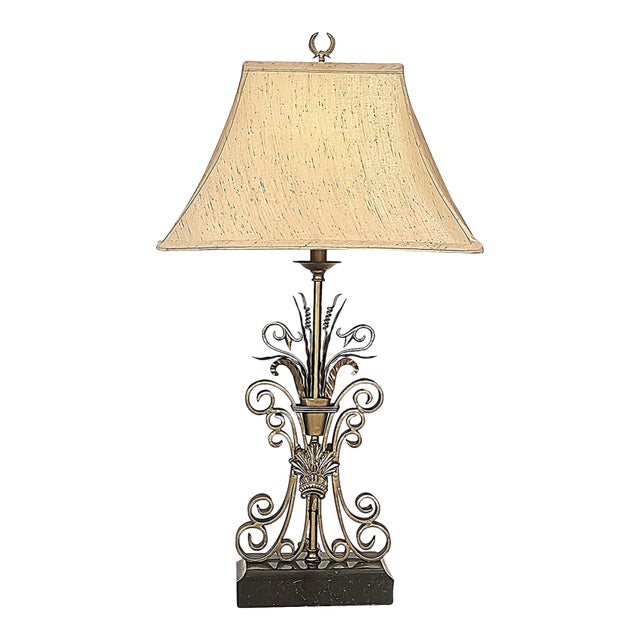 Vintage Maitland-Smith Neoclassical Brass Scrollwork Table Lamp For Sale