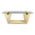 Vintage Modern Parchment-Style Console Table With Glass Top and Brass Accents For Sale