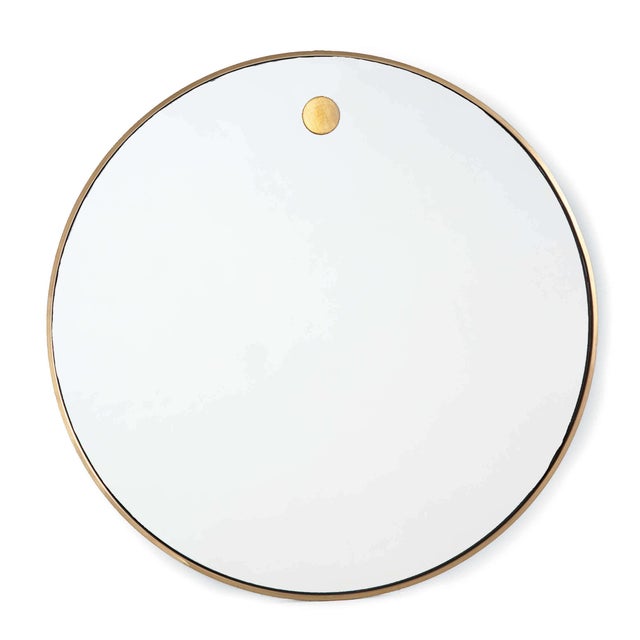 2020s Regina Andrew Hanging Circular Mirror in Natural Brass For Sale - Image 5 of 5